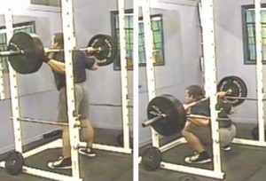 Deep squats in a squat cage